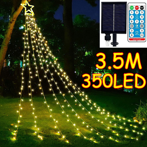 350 Luces Solares Led Del Árbol De Navidad De La Cascada Con
