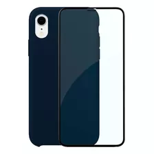 Capinha Silicone Aveludada Compatível iPhone XR + Película3d Cor Azul Cobalto