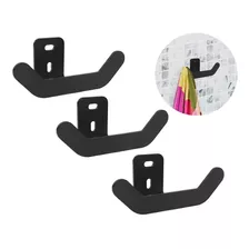 Percha Doble Baño Radem Acero Inoxidable Negro X 3 Unidades 