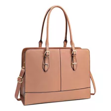 Elegante Tote Bolsa Para Laptop 15.6 Casual De Mujer De Moda Color Marrón Diseño De La Tela Liso