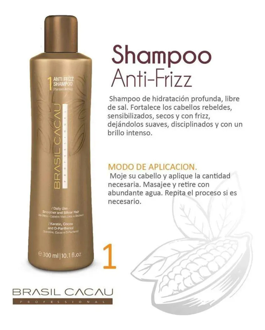 Kit Shampoo, Acondicionador Anti Frizz Y Oleo  Brasil Cacao 4
