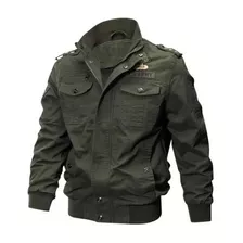 Jaqueta Jeans Militar Masculina Com Zíper, Jaqueta Bomber