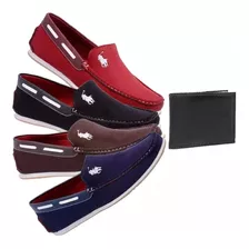 4 Pares Mocassim Casual Dockside Sapatenis Masculino + Cart.