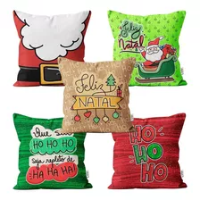 Almofada Natalina 5 Peças 20x20cm Papai Noel Decoração Natal