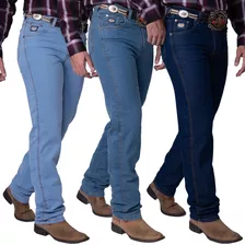 Kit 3 Calças Masculinas Country Rodeio Cowboy Jeans Elastano