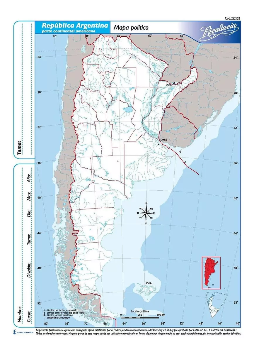 Rivadavia 9032 Mapa N°3 Político República Argentina