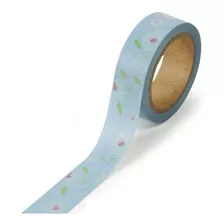 Scrapbook Cinta Adhesiva Floral Azul Washi Tape Decorar