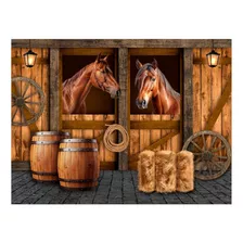 Painel Retangular Sublimado 3d Cavalos Haras 4,00 X 3,00m