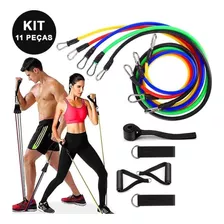 Kit Elástico Extensor 11 Peças Funcional Musculação Fitn