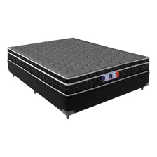 Cama + Box Casal Preta Colchão Resistente D28 Comfort Prime