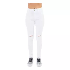 Calça Jeans Branca Hot Pant Destroyed Cintura Alta Lady Rock