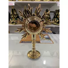 Relicário Estanho Artesanal 20cm Dourado Folheado Ouro