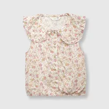 Blusa De Niñas Flores Beige (2 A 12 Años)