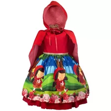 Vestido Infantil Chapeuzinho Vermelho Luxo Festa Personagem 