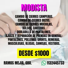 Modista (reparación Y Ajuste De Ropa, Mochilas Y Carteras.)