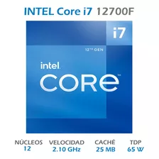 Procesador Gamer Intel Core I7-12700f Bx8071512700f De 12 Núcleos Y 4.9ghz De Frecuencia Con Gráfica Integrada