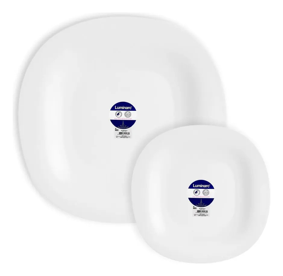 Juego Set X 12 Plato Playo Y Postre Vidrio Luminarc Carine