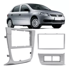 Moldura Painel 1 E 2 Din Vw Voyage G5 2009 A 2012 Prata