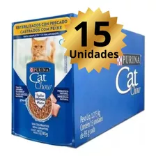 Kit 15 Cat Chow Sachê P/ Gatos Ad. Castrado Sabor Peixe 85 G