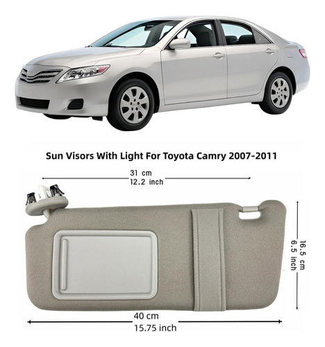 Par De Parasol Gris Con Luz Para Toyota Camry 2007-2011 Foto 2