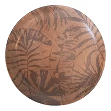 Kit C/ 6 Pratos Raso Palm Tree Marrom Cerâmica Alleanza