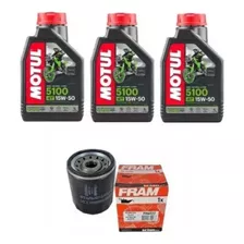 3 Motul 5100 4t 15w50 + Filtro Óleo Fram Ph6022