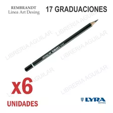 6 Lapiz Grafito Graduado Lyra Art Design Rembrandt Graduados Color Negro