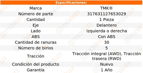 1- Maza Delantera Izq/der Sts V6 3.6l 05/11 Tmk Foto 2