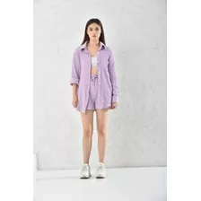 Camisa Y Short Conjuntos Mujer Unicolor