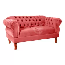 Namoradeira 2 Lugares Elisabeth Luxo Suede Cinza Cor Rosa