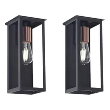 Pack X2 Farol Hierro Pared Exterior Moderno 31 Cm Novara 