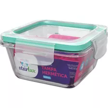 Pote De Vidro Quadrado Tampa Hermética 525ml Freezer Forno Cor Transparente