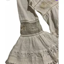 Vestido Lienzo De Seda Con Puntillas Blanco