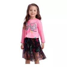 Conjunto Infantil Menina Mon Sucré Estrelado 20032 Rosa 