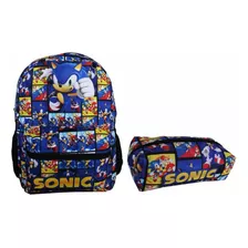 Kit Mochila Sonic Costa Escolar E Estojo Envio Hoje