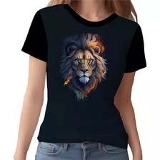 Camisa Camiseta Estampada Leão Rei Fogo Ilustração Moda 1