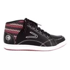 Zapatilla Dunlop Crown Lady Lace Cuero Eco Negras Rosa Gris 