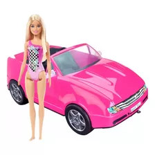 Carro Rosa Conversível + Boneca Barbie Original Lacrada