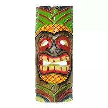 Máscara Tiki De Cabeza De Piña De Madera Pintada De 12