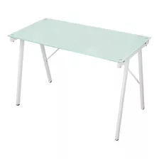 Mesa Escrivaninha Anima Branco Com Tampo De Vidro