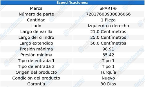 1 Amortiguador 5a Puerta Izq/der Peugeot 308 16 Al 17 Spart Foto 2