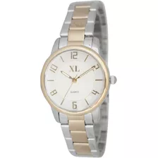 Reloj Xl Extra Large Moda Metal Combinado Dama Xl731