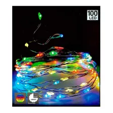 100 Luces Led Multicolor Tira Pila Arbol Navidad Terraza