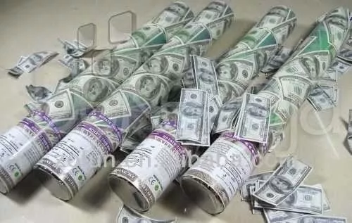 Lanzador Cañón Confeti Forma Billetes Dólares 30 Cm