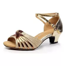 Sapato Feminino Sandália Dança Latina Salto 3cm Glitter