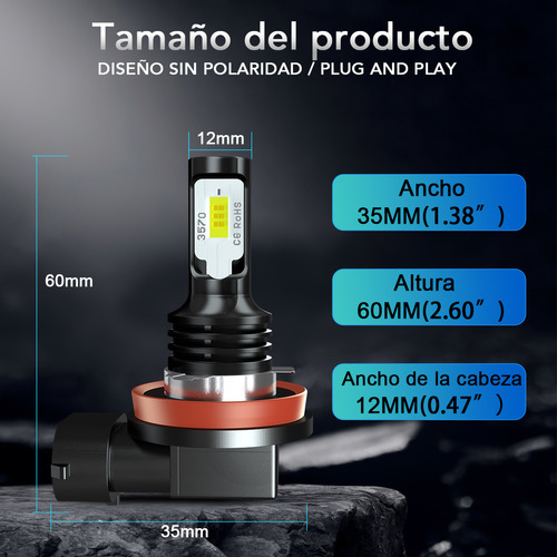 1 Par H8 H9 H11 Csp- Bombilla Led Antiniebla Para Honda Foto 5