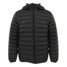 Campera Hombre Importada Inflable Con Capucha Negra