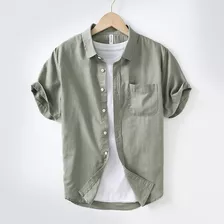 Camisa Casual De Algodão E Linho Para Homens E Camiseta Táti