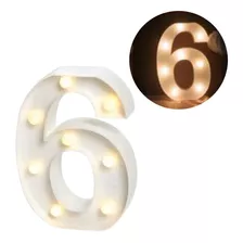 Luminária Led 3d Número 6 Branca/quente 22cm Decoração Festa