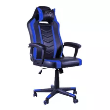 Silla De Escritorio Seats And Stools Fire Gamer Ergonómica Negra Y Azul Con Tapizado De Cuero Sintético